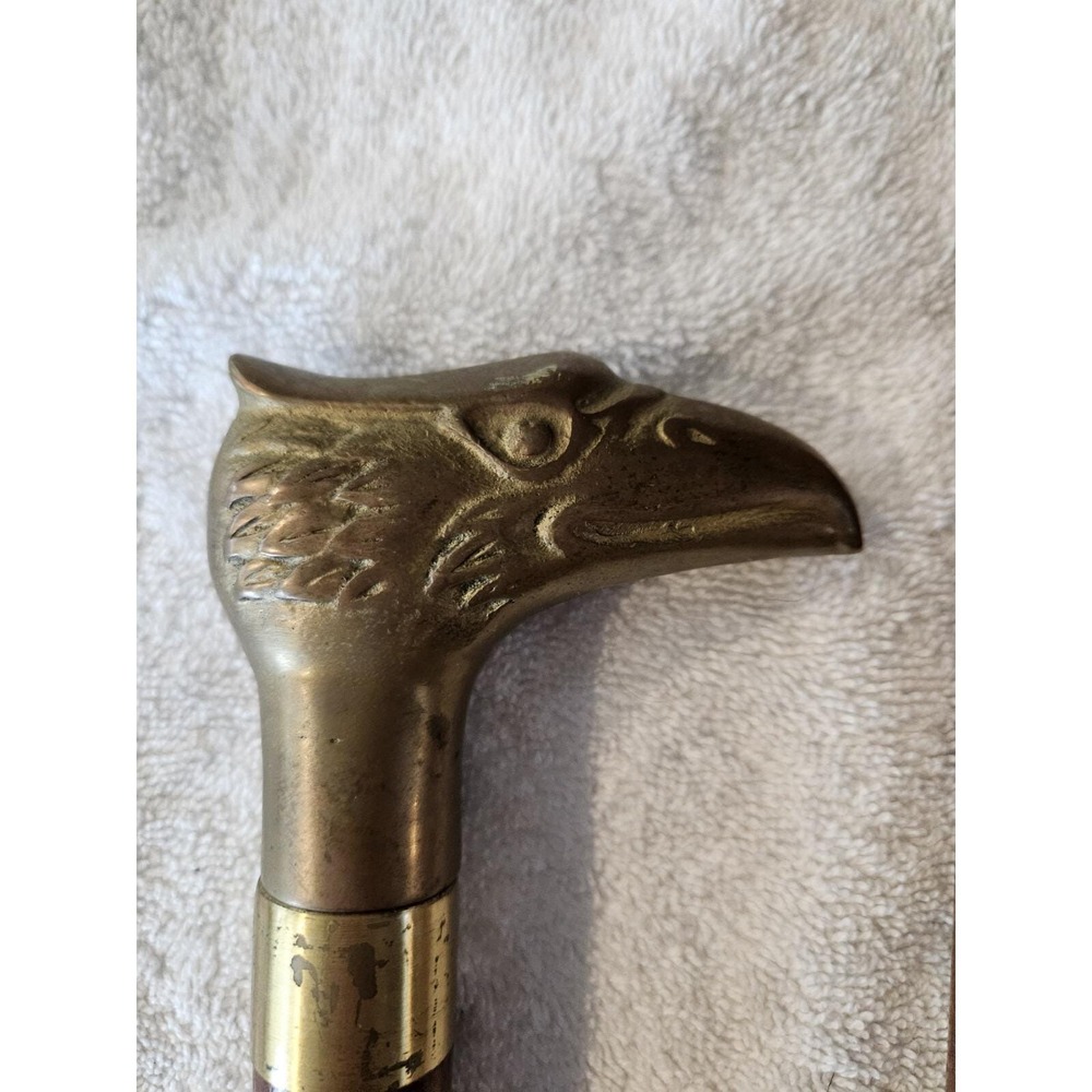 Vintage Brass Golden Eagle Walking Cane 34 Inches Long